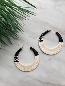 Black & White Large Woven Hoops