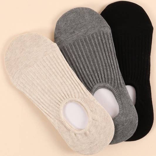 3 Pair Assorted Pack of Ribbed Crew Socks Neutrals