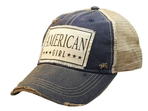 American Girl Distressed Trucker Hat Baseball Cap