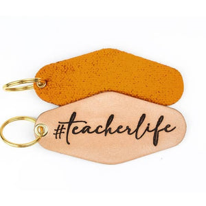 #teacherlife Leather & Velvet Keychain