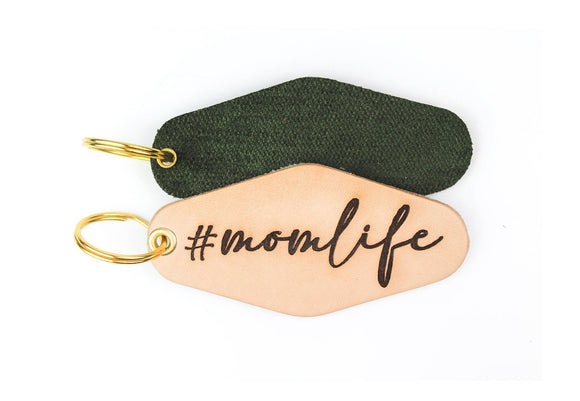 #momlife Leather & Velvet Keychain