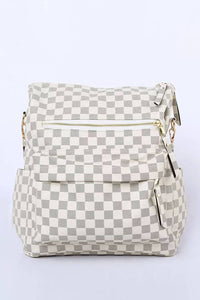White Check Backpack