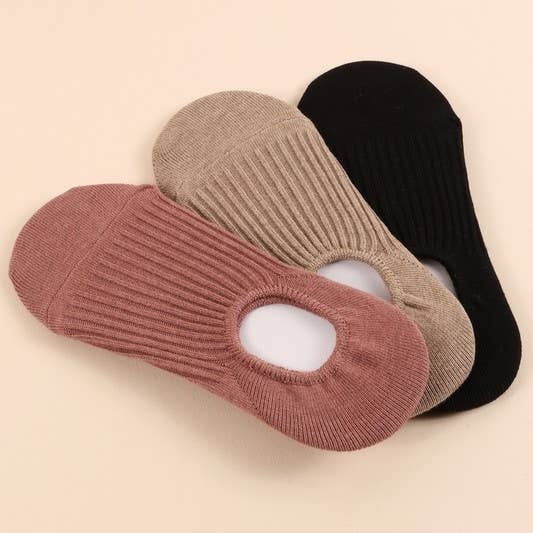 3 Pair Assorted Pack of Ribbed Crew Socks Mauve