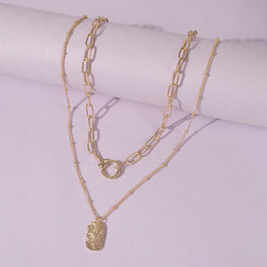 Kirby Double Gold Chain Charm Necklace Set