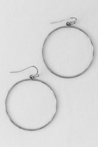 Silver Metal Circle Drop Earrings