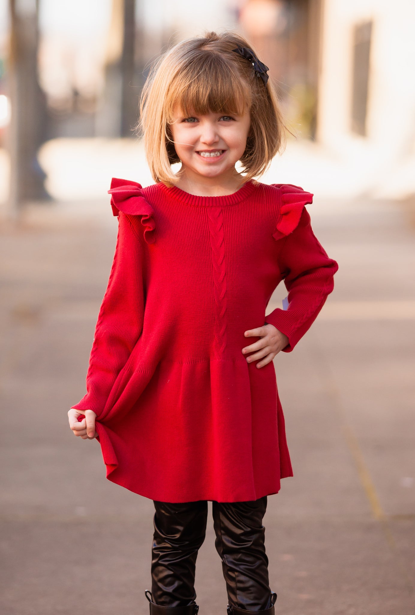 Baby/Toddler Ruffle Sweater Dress The MADLIN Boutique Baby/Toddler Ruffle Sweater Dress The MADLIN Boutique