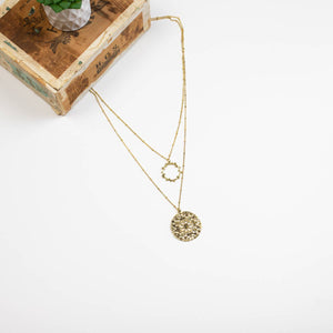 Medallion Style - Double Necklace - Goldtone
