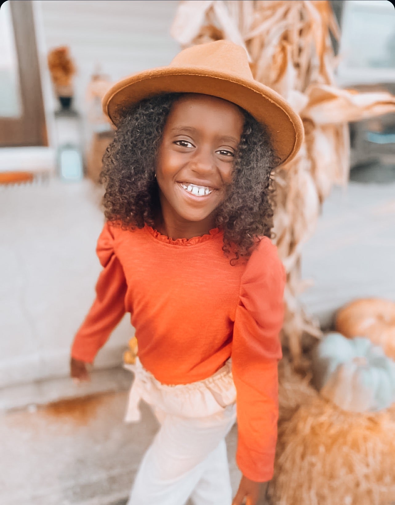 Girls Textured Long Sleeve Puff Shoulder Top