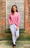 Bubble Pink Distressed Sweater