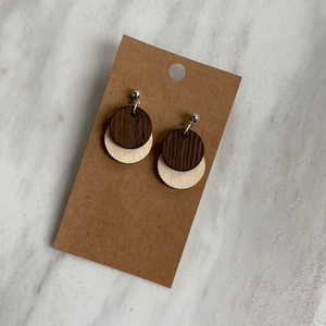 Double Circle Simple Wooden Earrings