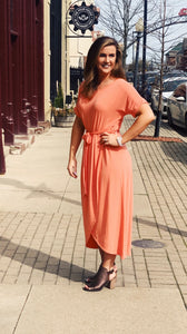 Coral Tulip Wrap Dress (Regular & Plus)