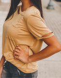 Mustard Cut Out Neck Casual Top