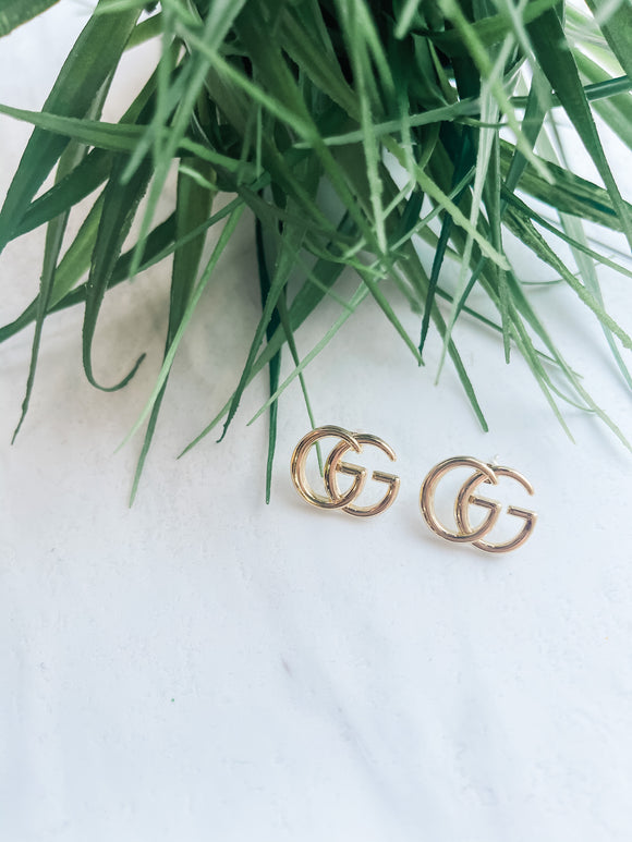 Gucci Inspired Gold Logo Earrings