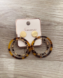 Round Layered Acetate Glass Earrings