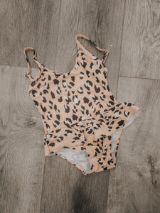 Pink Leopard Ruffle Swimsuit