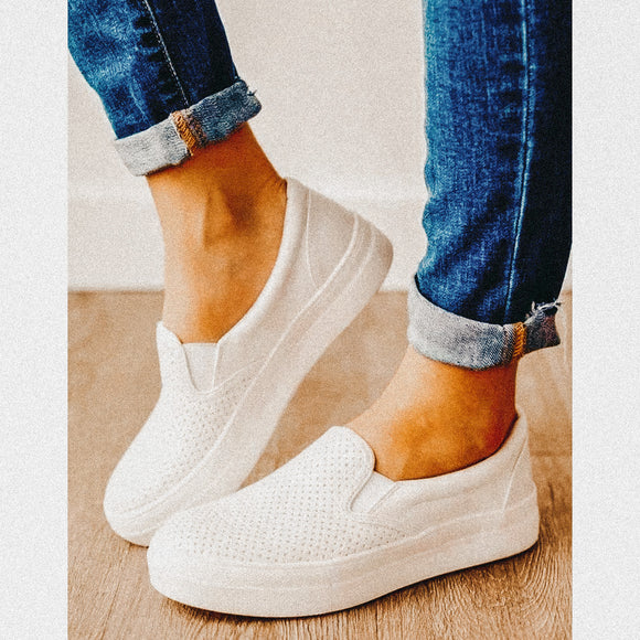 White Platform Slip On Sneaker