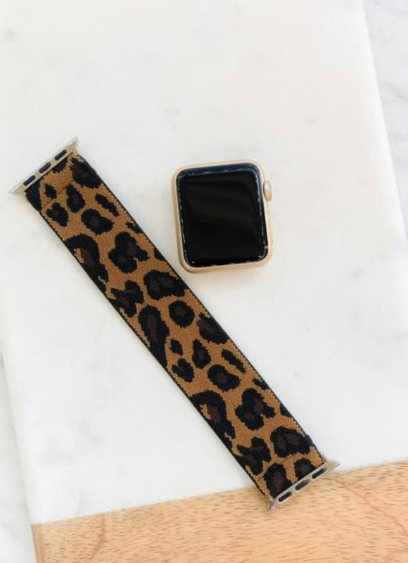 Brown Leopard Print Stretch Watch Band