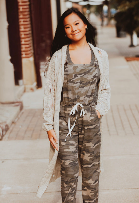Camo Overall Jumpsuit w/ Pockets