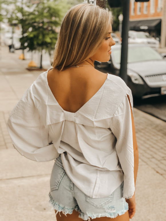 Grey Bow Back Top