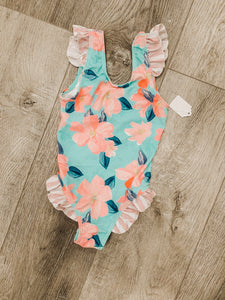 Toddler Mint & Pink Floral Swimsuit