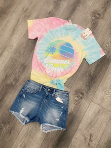 “Summer Lovin’” Pastel Tie Dye Graphic Tee