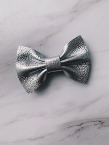 Silver Foil Hair Bow Clip