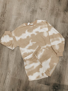 Taupe Tie Dye Top & Shorts Set
