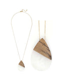 Teardrop Resin Wood and Stone Necklace