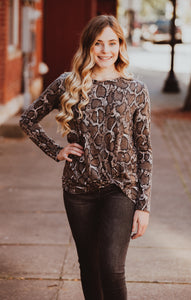 Snake Print Knot Front Top